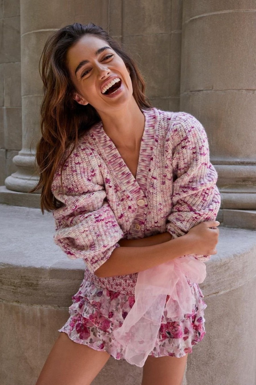 LoveShackFancy Avignon Crop Cardigan - Berry Medley