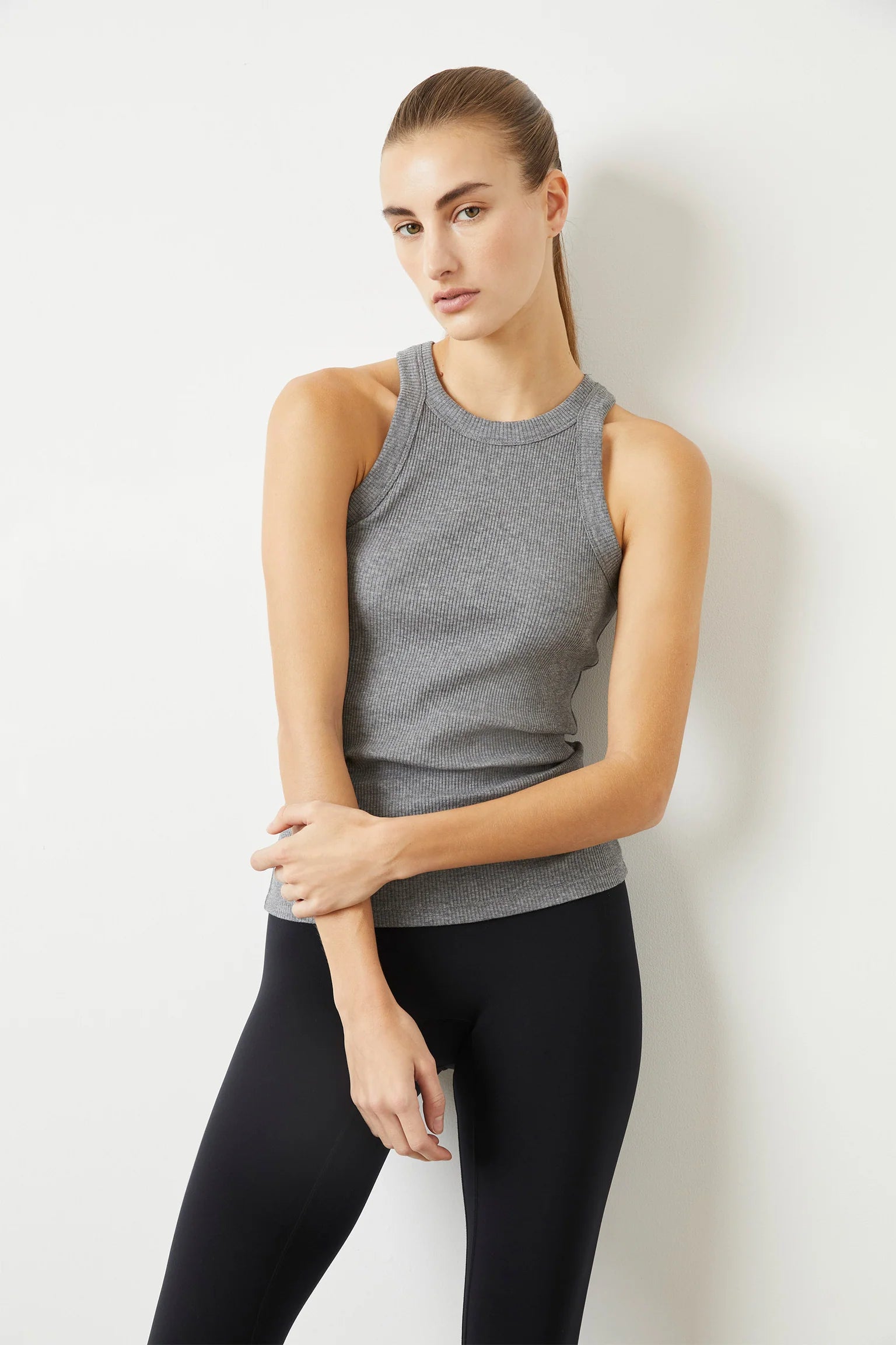 BANDIER Rivington Ribbed Tank - Grey Heather BAOSO66NM