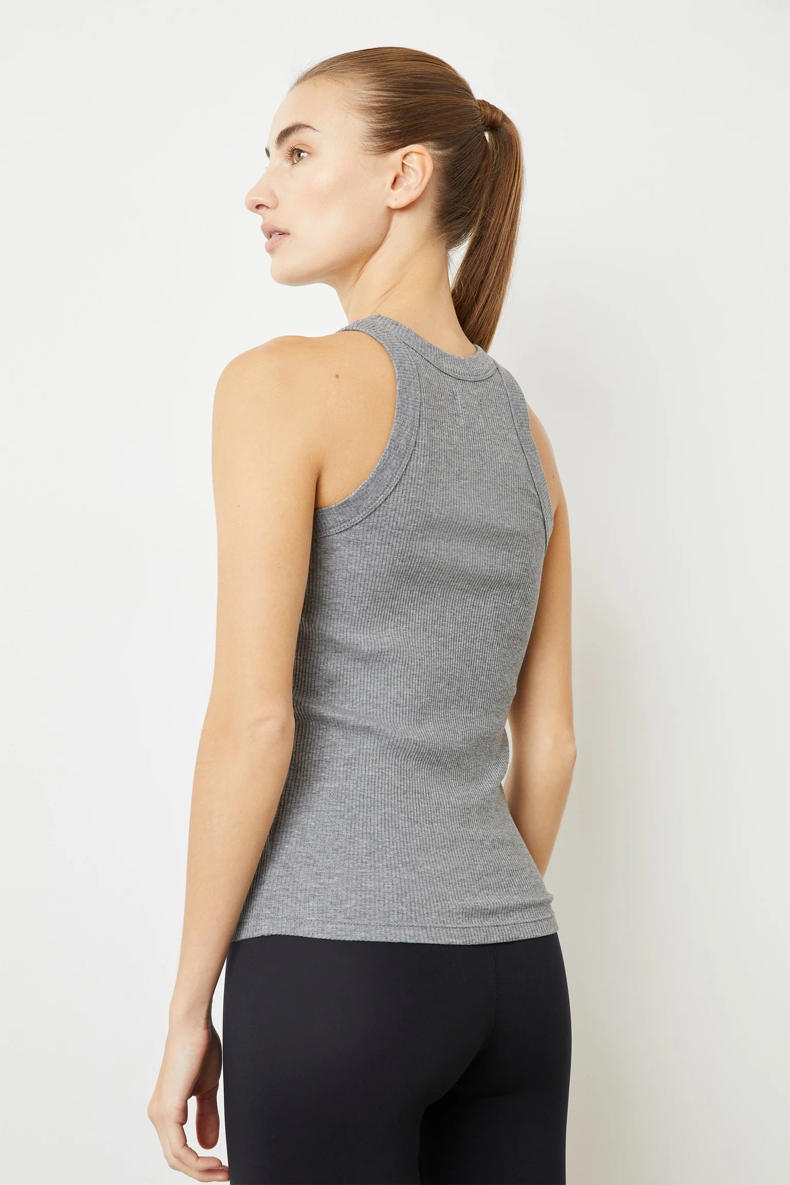 BANDIER Rivington Ribbed Tank - Grey Heather BAOSO66NM