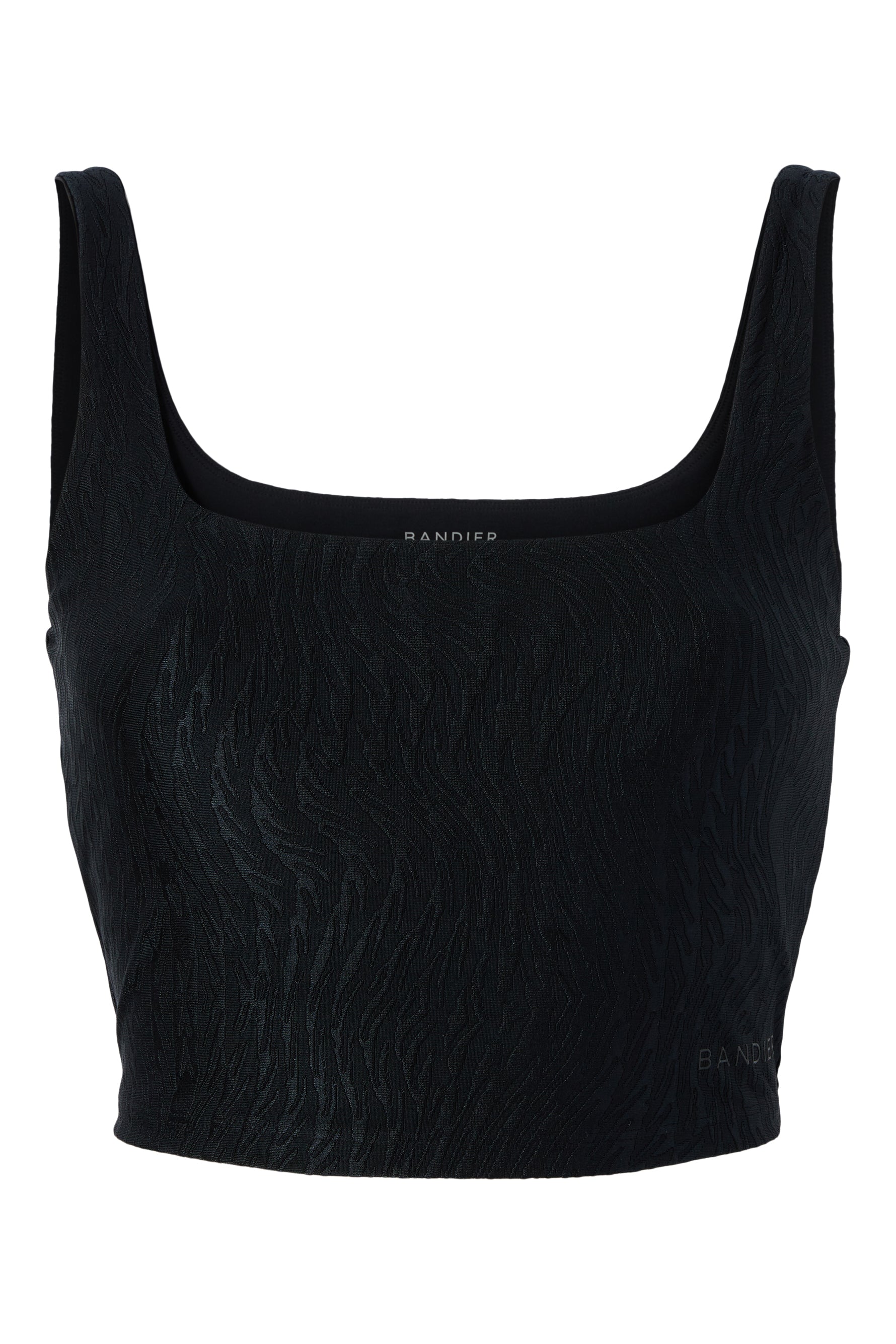 Tempo Crop Jacquard Bra - Black