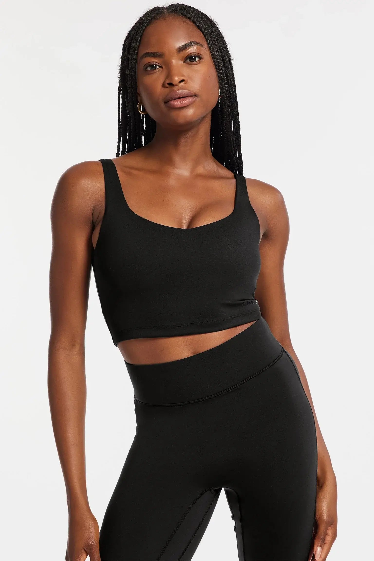 BANDIER V-Neck Tempo Crop Bra - Black BND10194