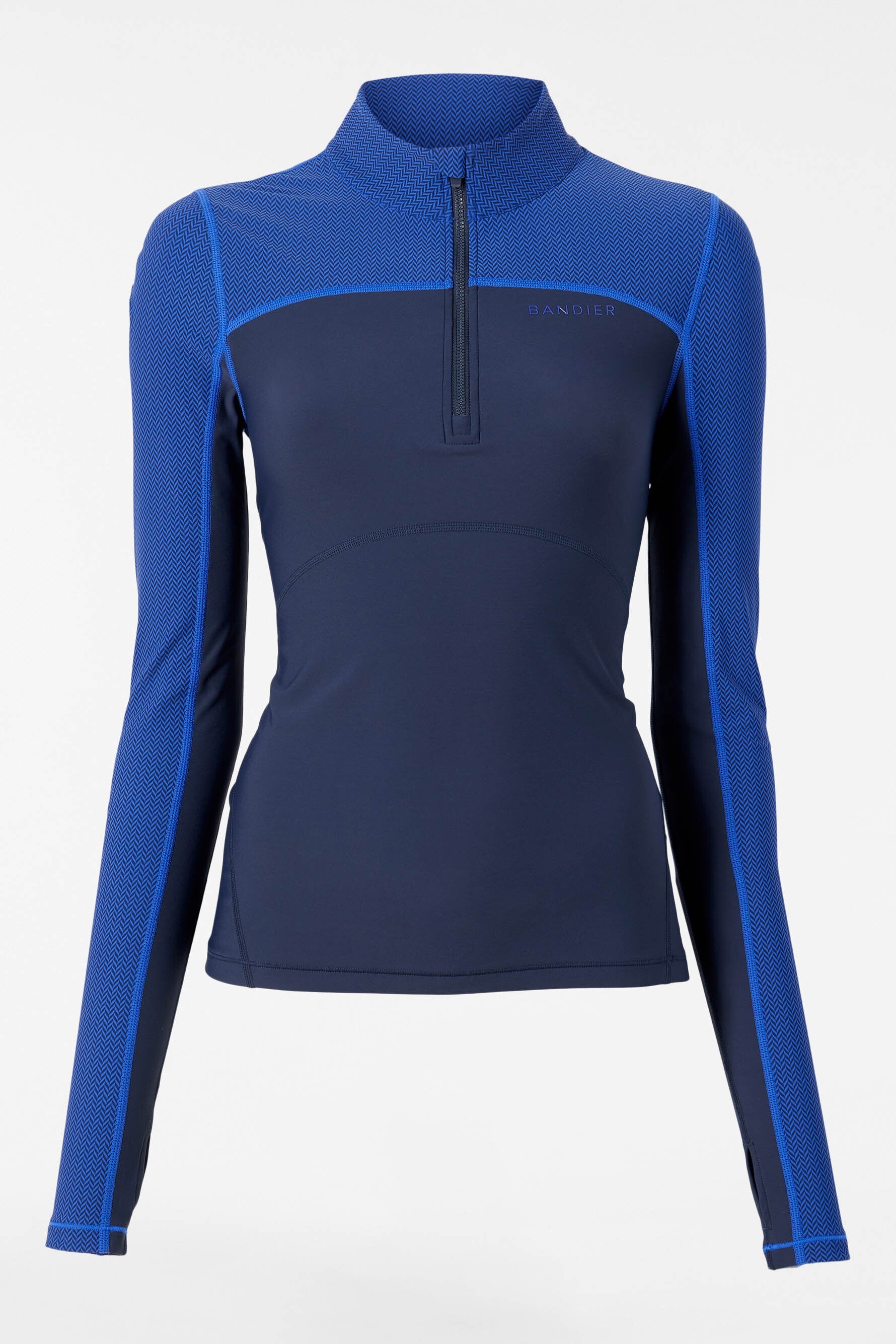 Pro Fleece 1/4 Zip Color Block Long Sleeve Top - Navy Blazer/blue Herringbone
