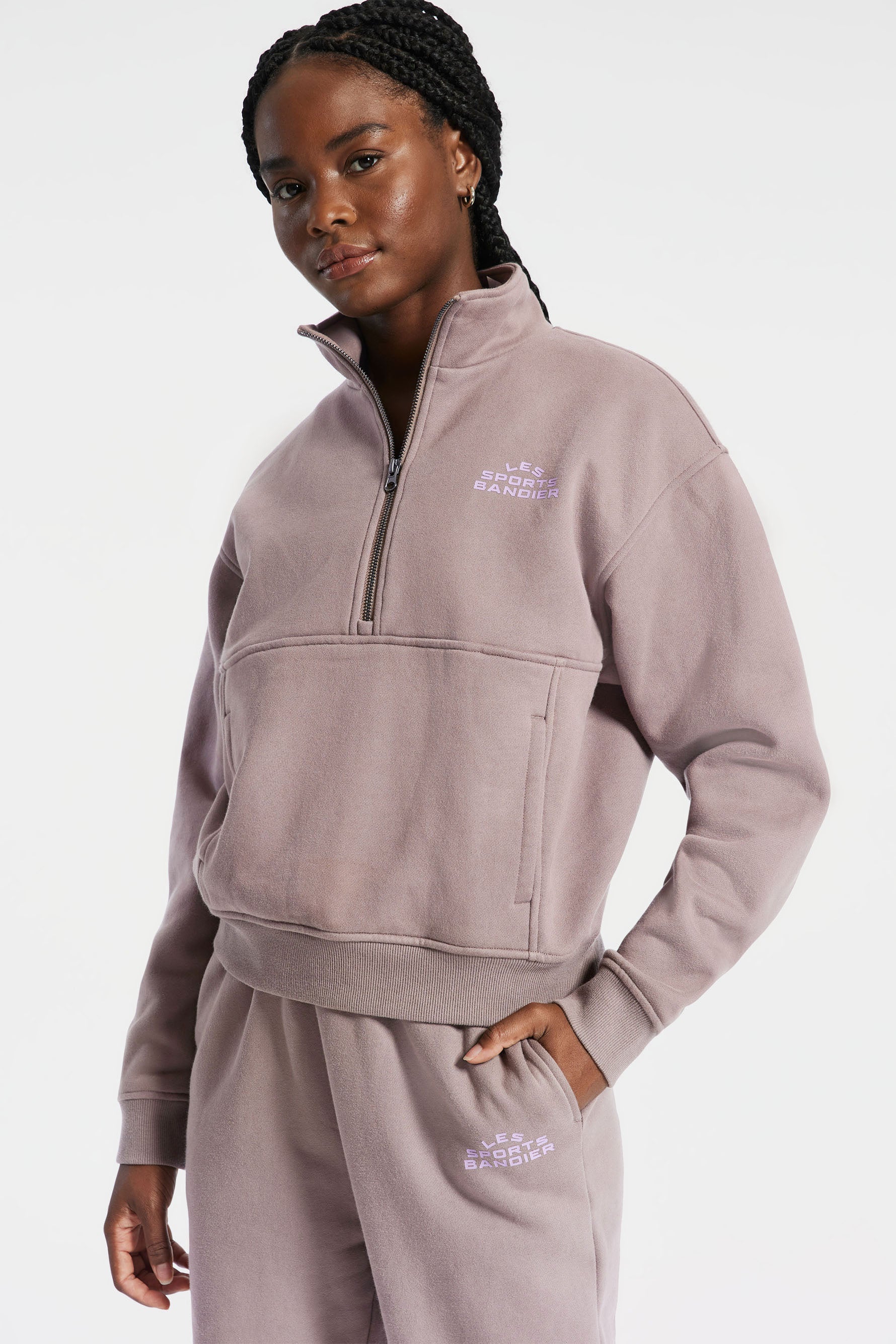 Les Sports Bandier 1/2 Zip Sweatshirt - Iron/regal Orchid