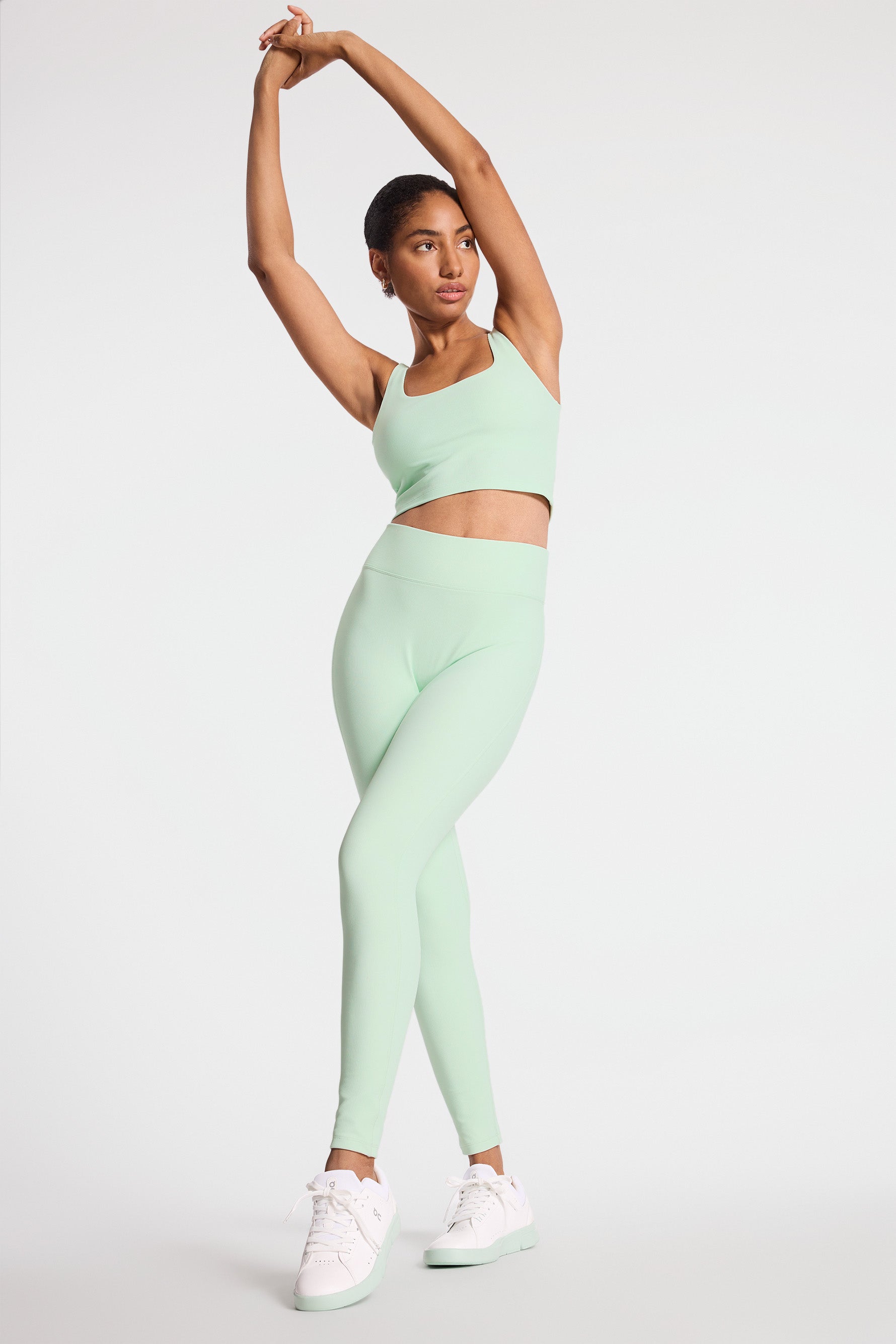 Center Stage Rib Legging - Dusty Aqua