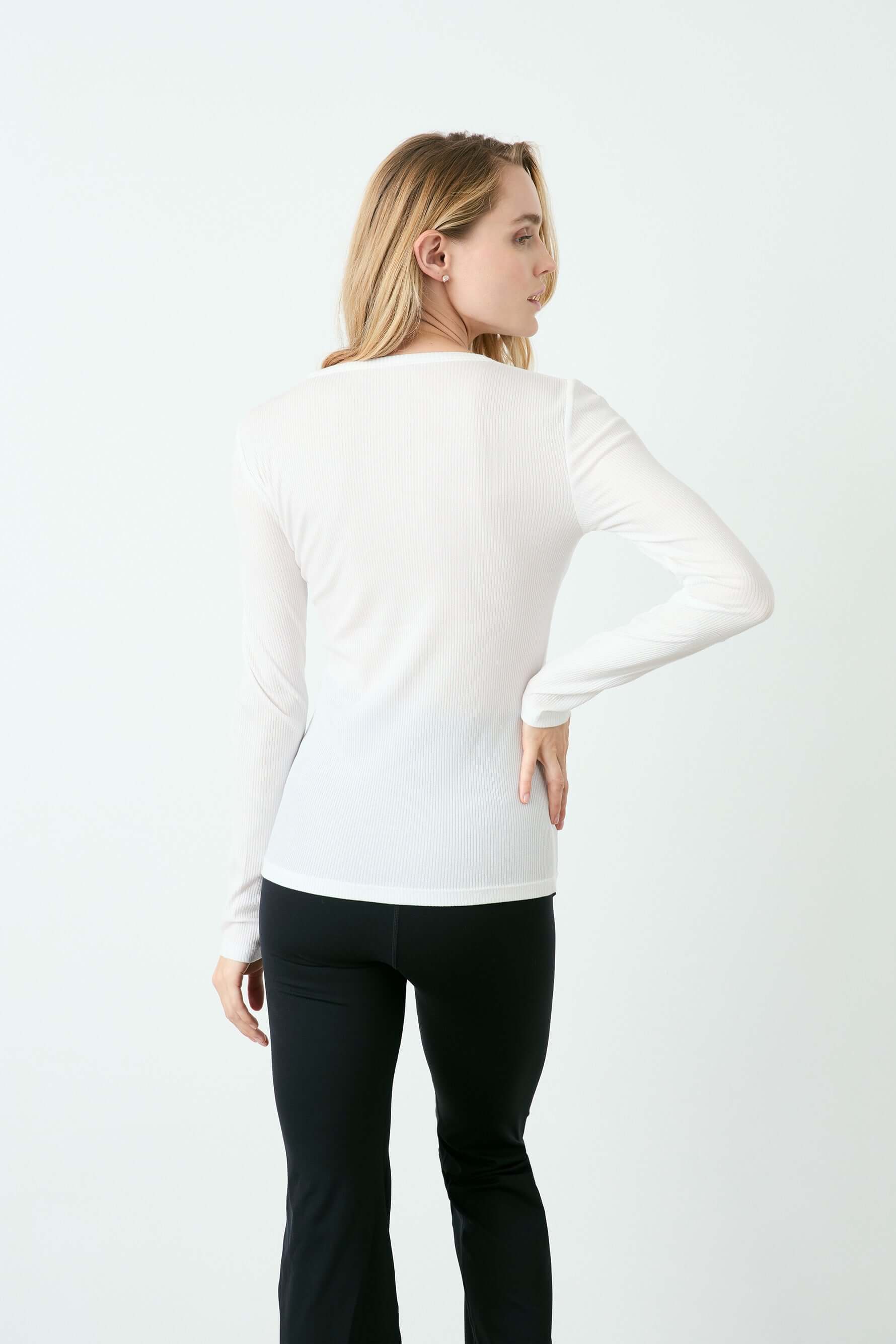 Rivington Ribbed Long Sleeve Top - White