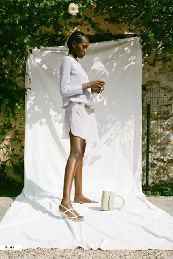 Brigette Optic White Leather Sandals