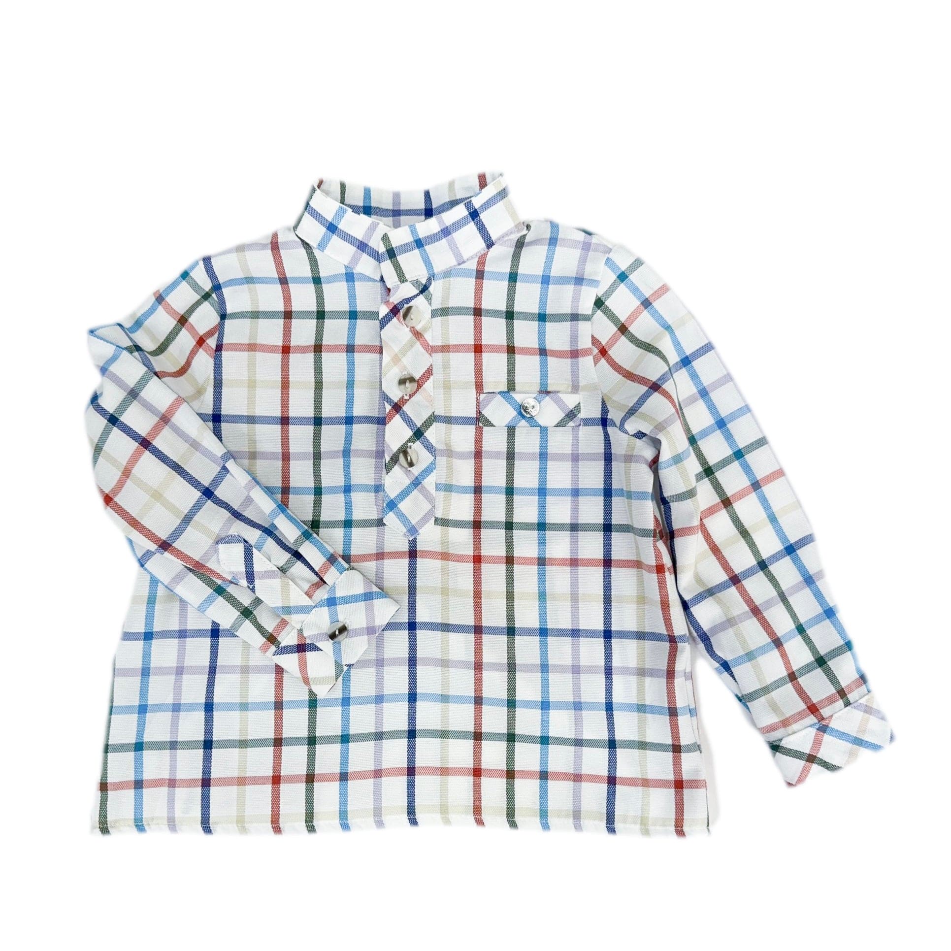 Charlie Checkered Mandarin Collar Shirt - Petite Maison Kids