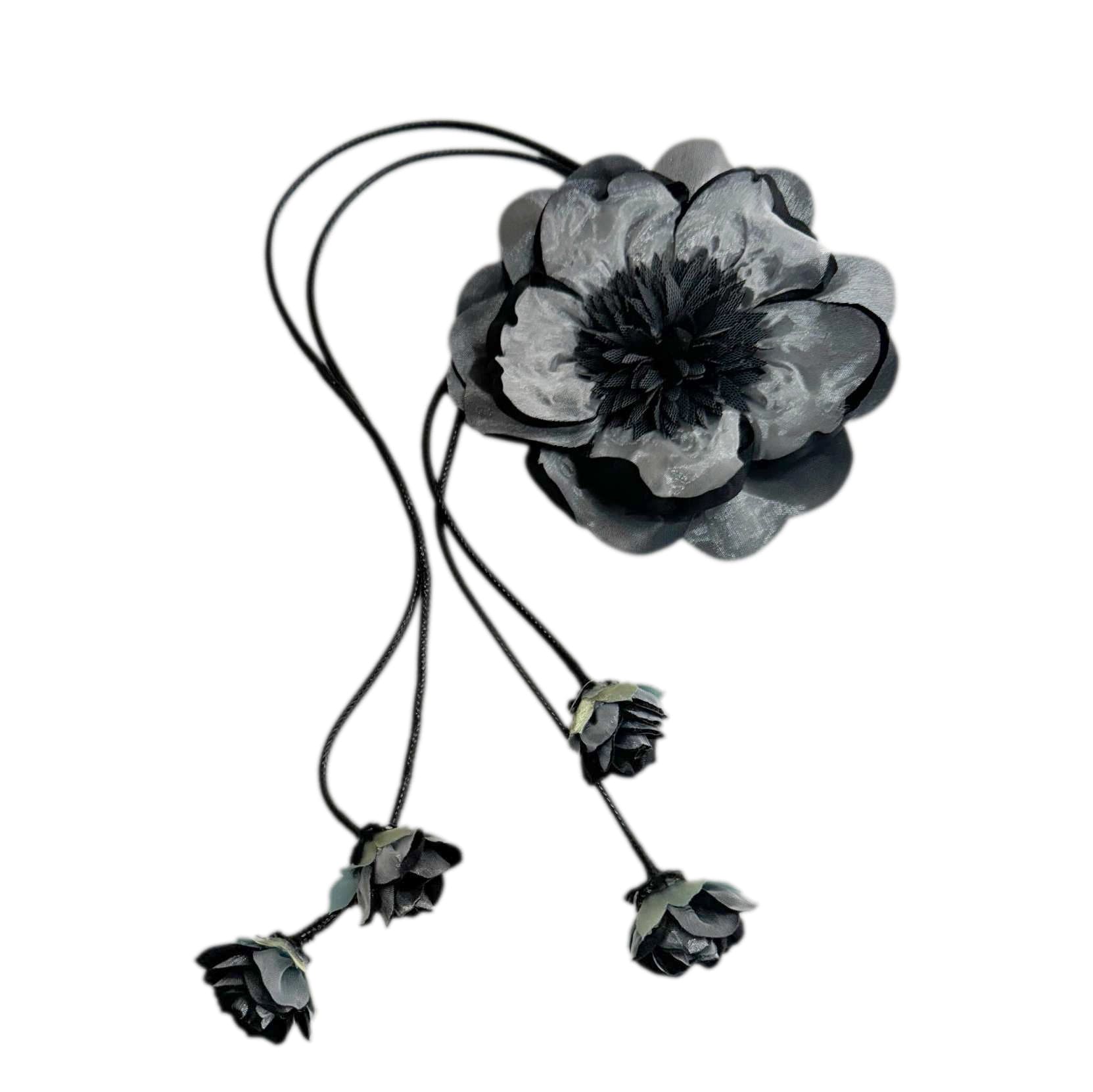 Alex Black Flower Tie With Flower Tassels - Petite Maison Kids