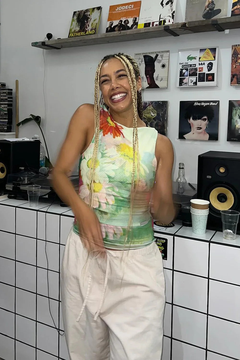 @jaydagmusic in House of Sunny Cosmos Mesh Top