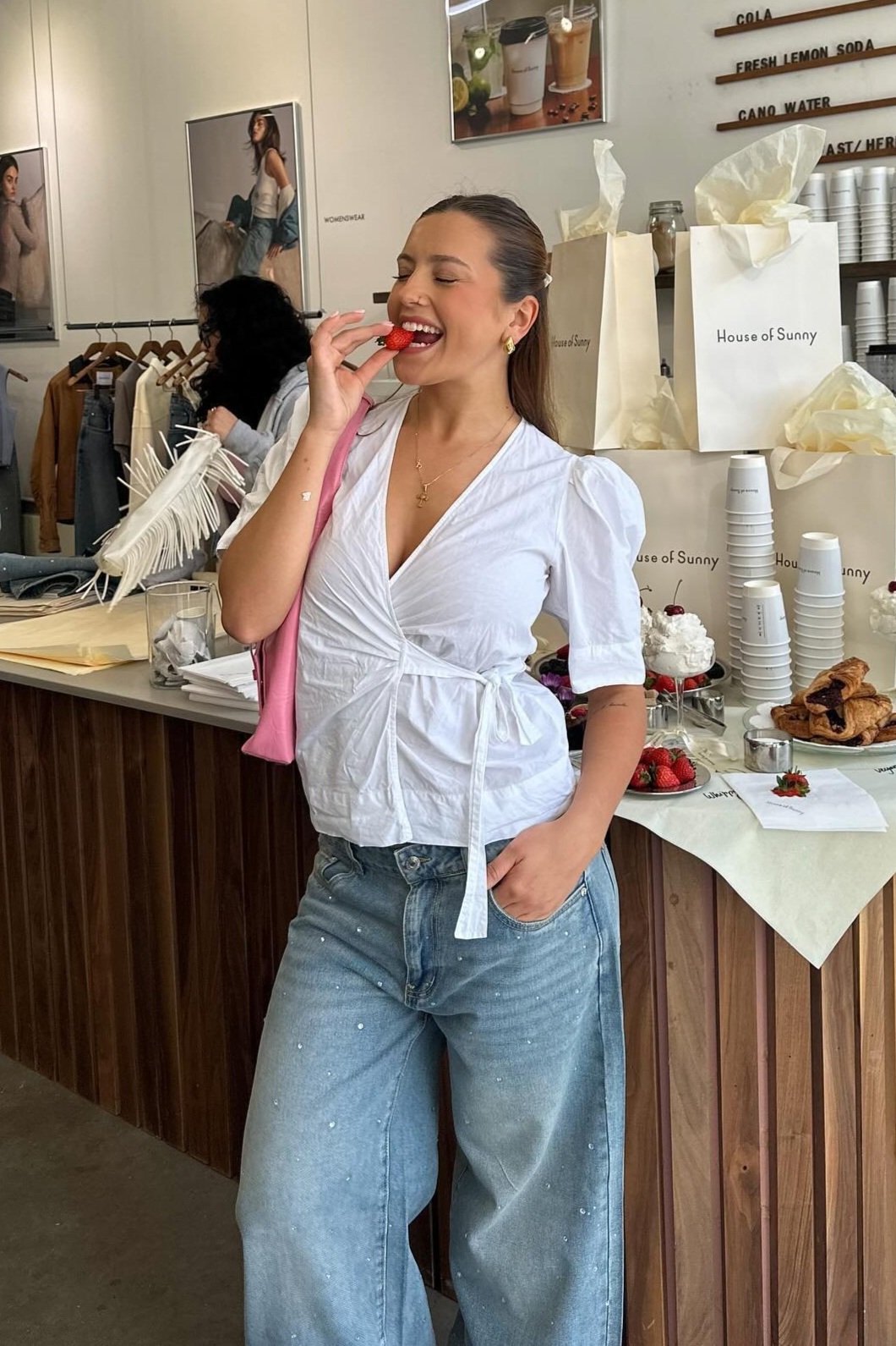 @oliviagraceherring in House of Sunny Crystallised Wide Leg Denim