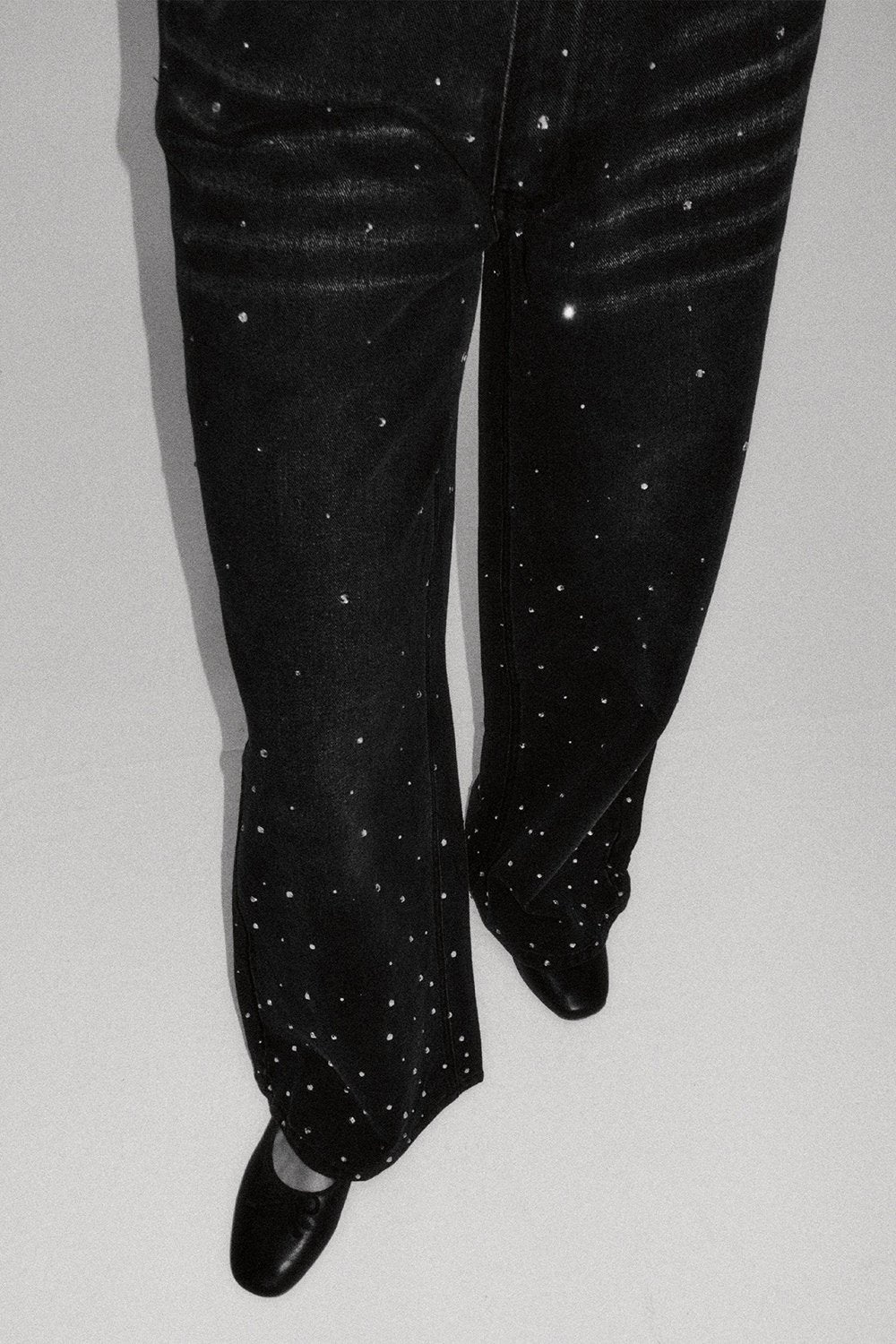 House of Sunny Crystallised Wide Leg Denim - Jet Black