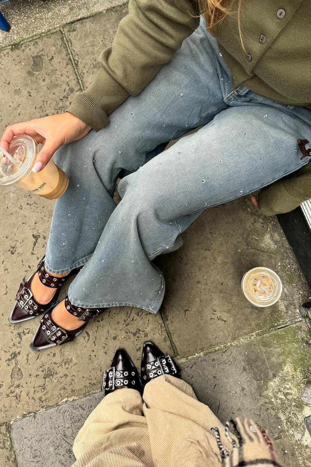 @oliviagraceherring in House of Sunny Crystallised Wide Leg Denim