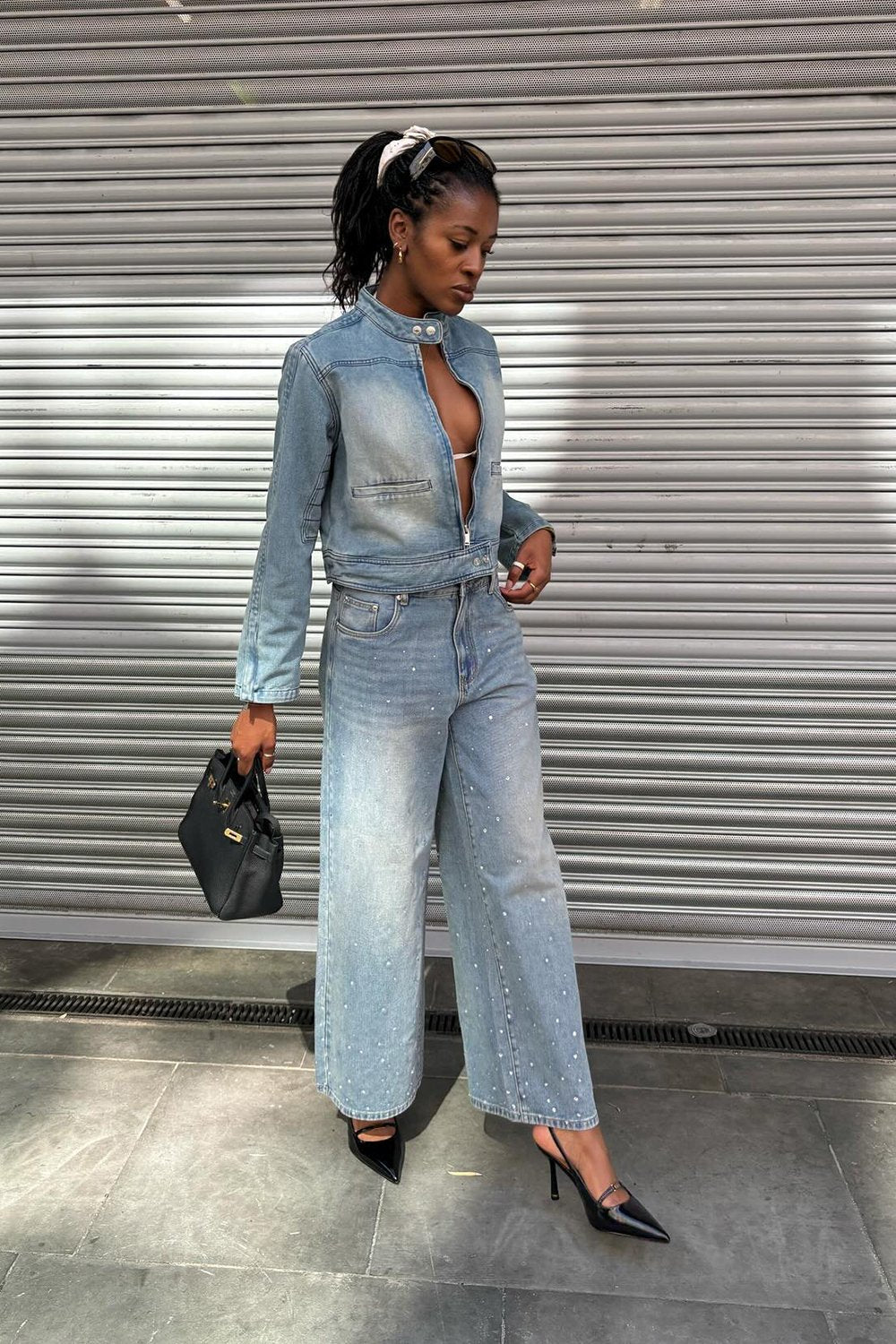 @georgia_3.0 in House of Sunny Crystallised Wide Leg Denim