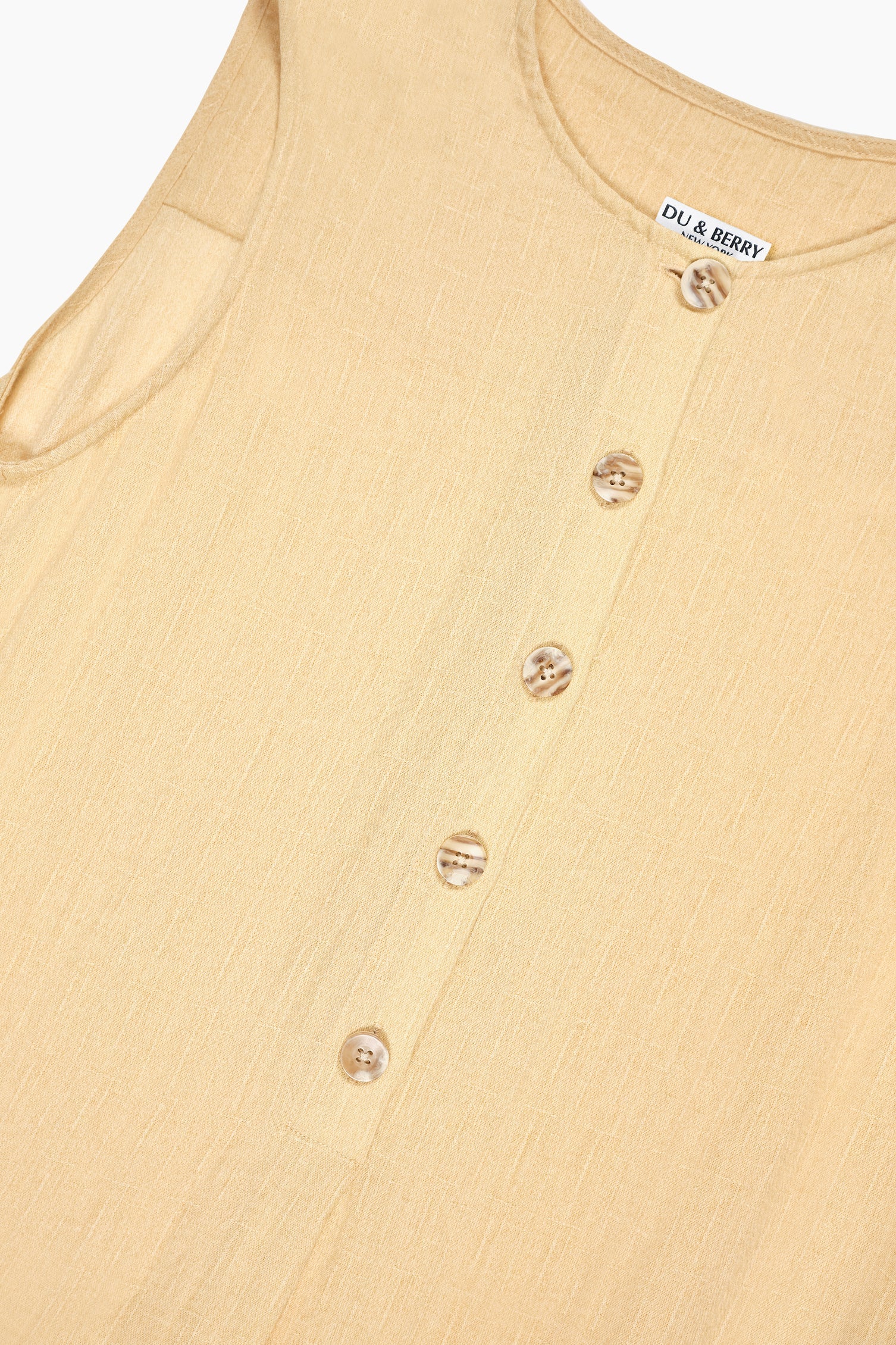 Drift Linen Button Midi Dress in Light Yellow