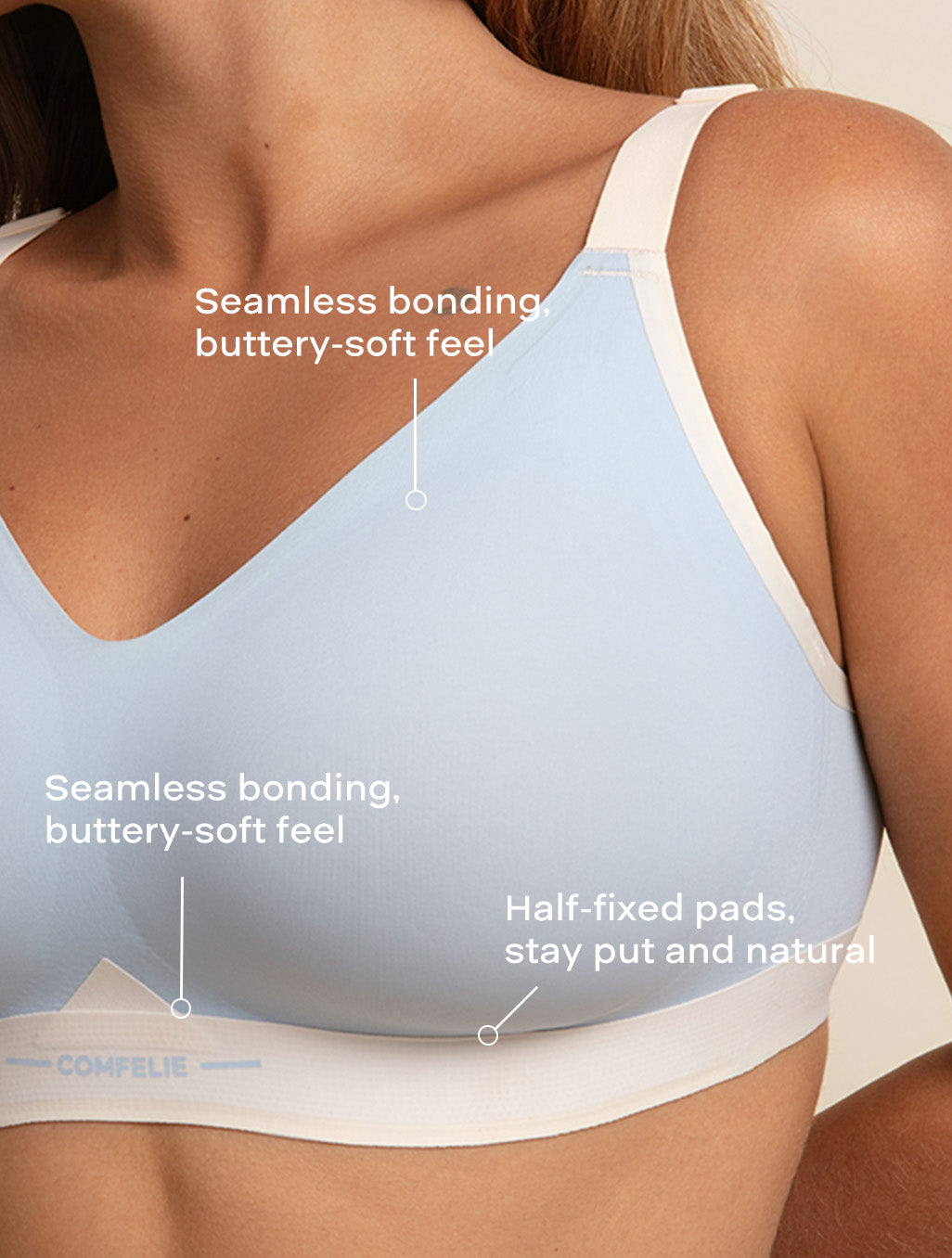 Comfelie Wireless Everyday Comfort Block V-Neck Bra