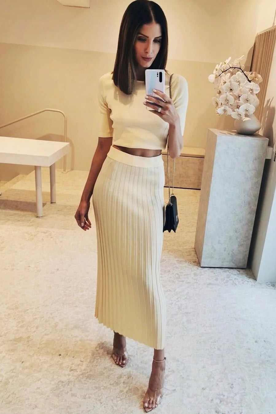 Bec + Bridge Citrus Club Knit Midi Skirt - Melon