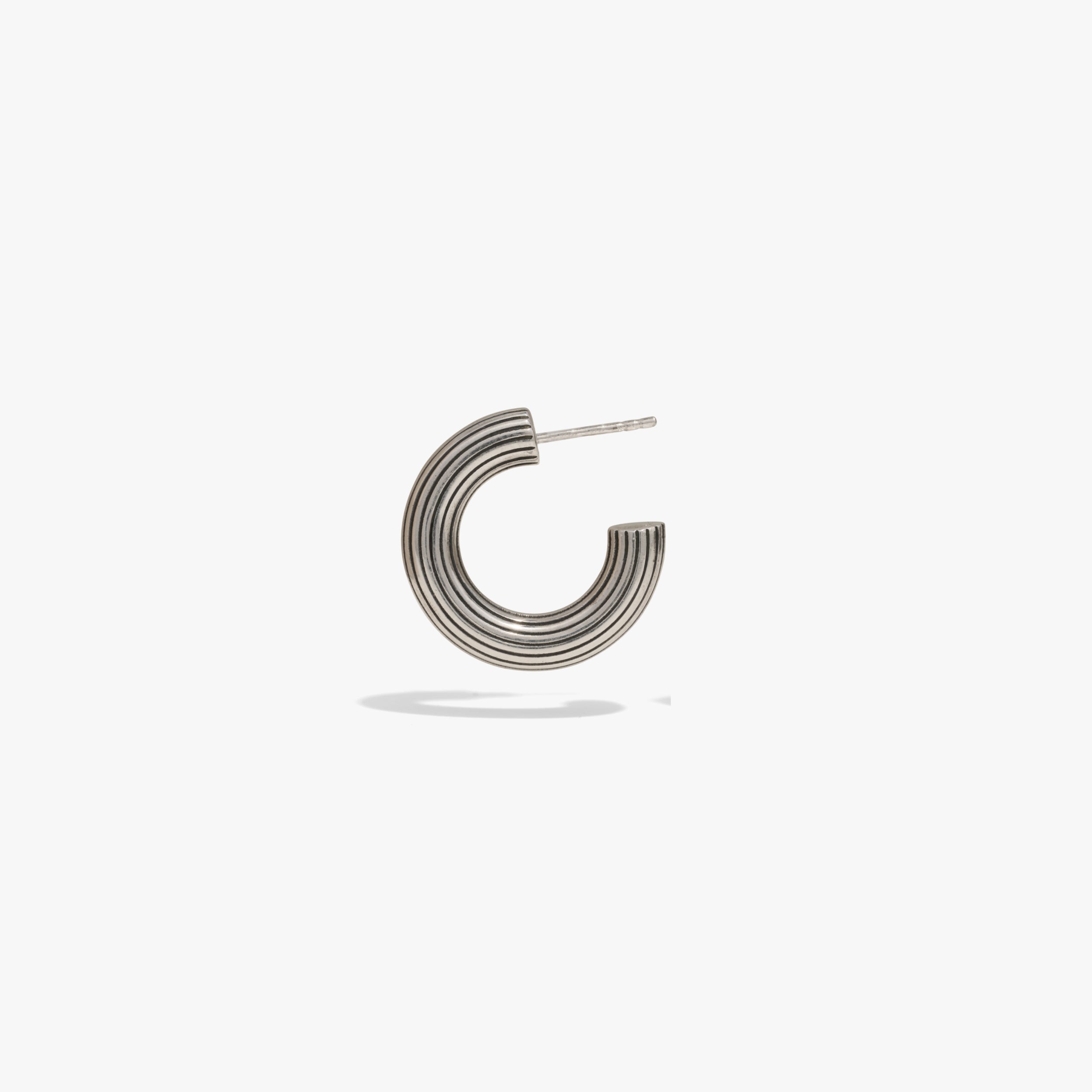 Awe Inspired Earrings 925 Sterling Silver / Single Ribbed Chubby Hoops
