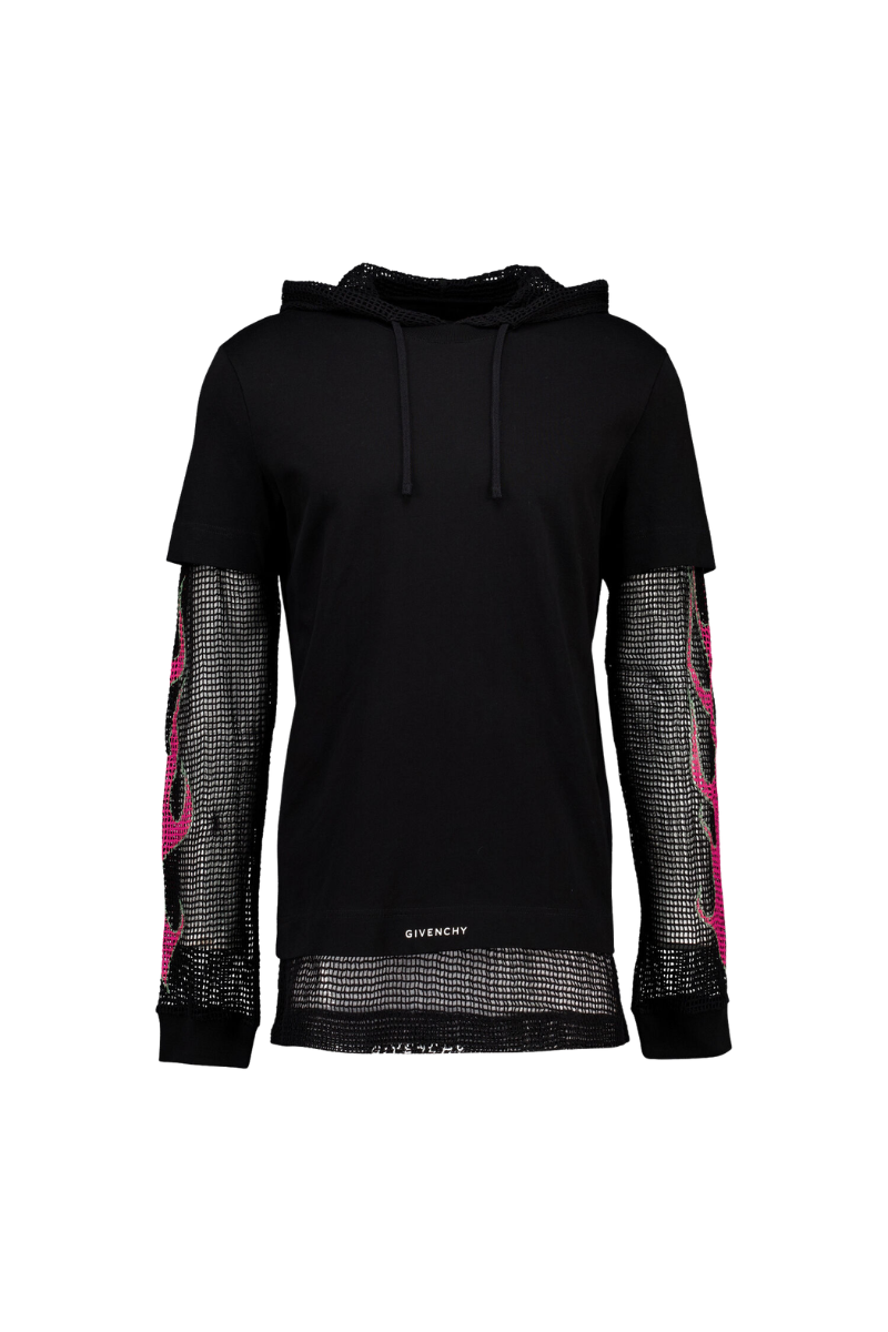 Givenchy Jersey & Mesh Hoodie All-In-One Look8/18_Black