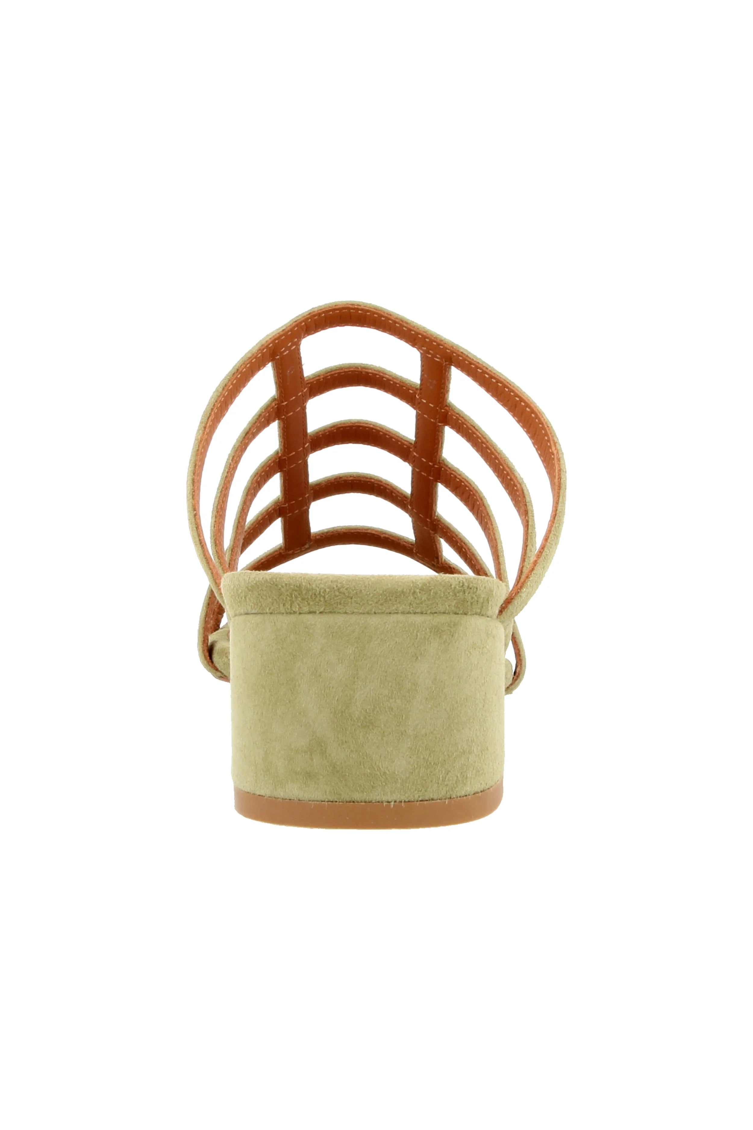 BY FAR Grid Green Suede Sandals