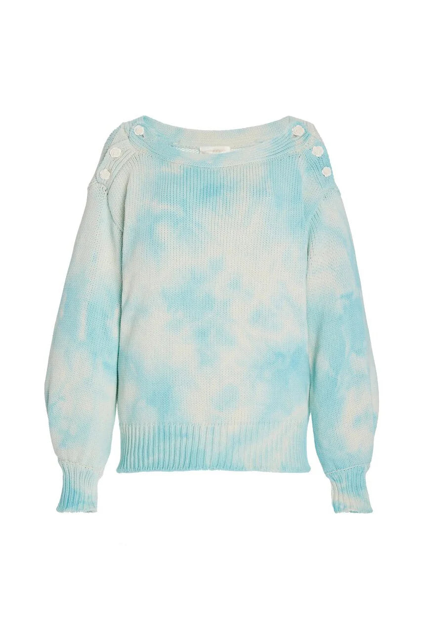 LoveShackFancy Gallatin Pullover Sweater - Soft Aqua Hand Dye