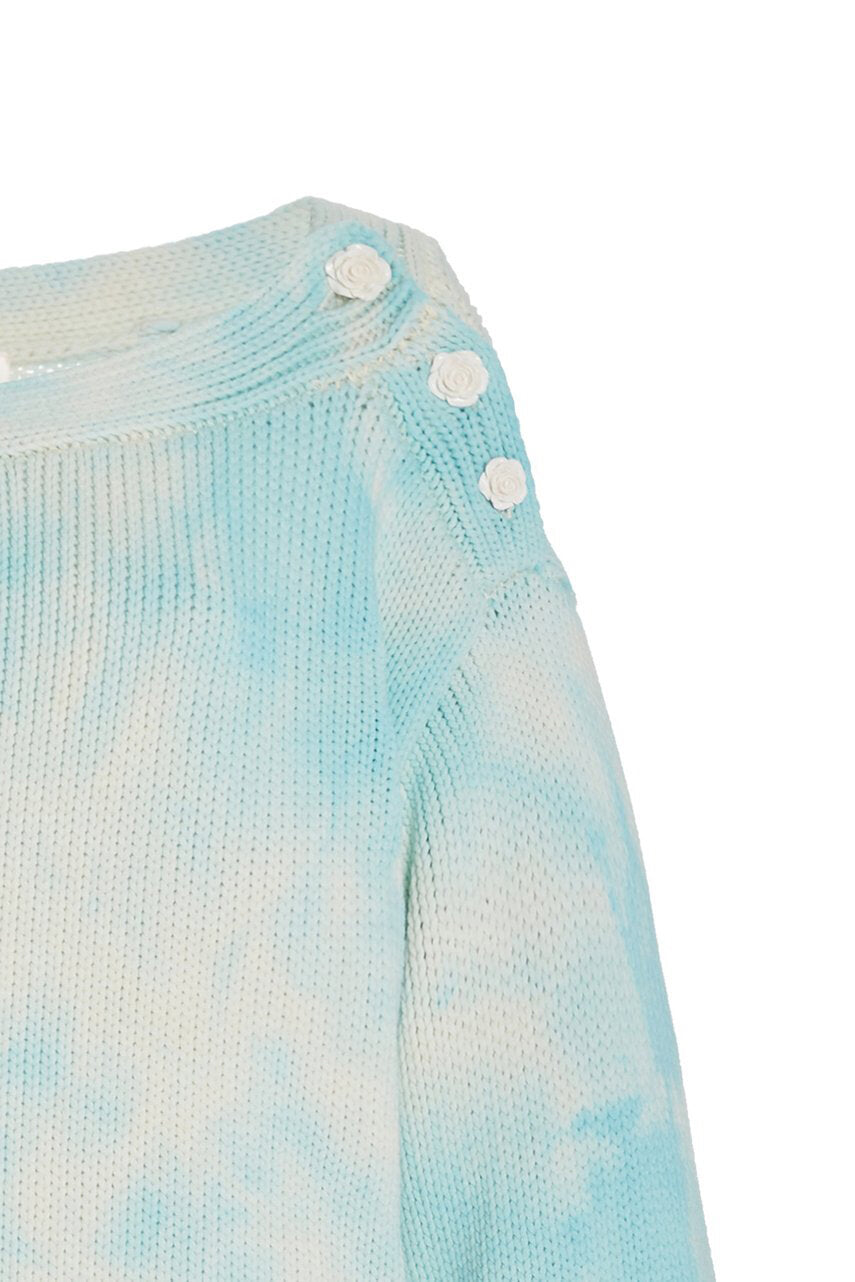 LoveShackFancy Gallatin Pullover Sweater - Soft Aqua Hand Dye