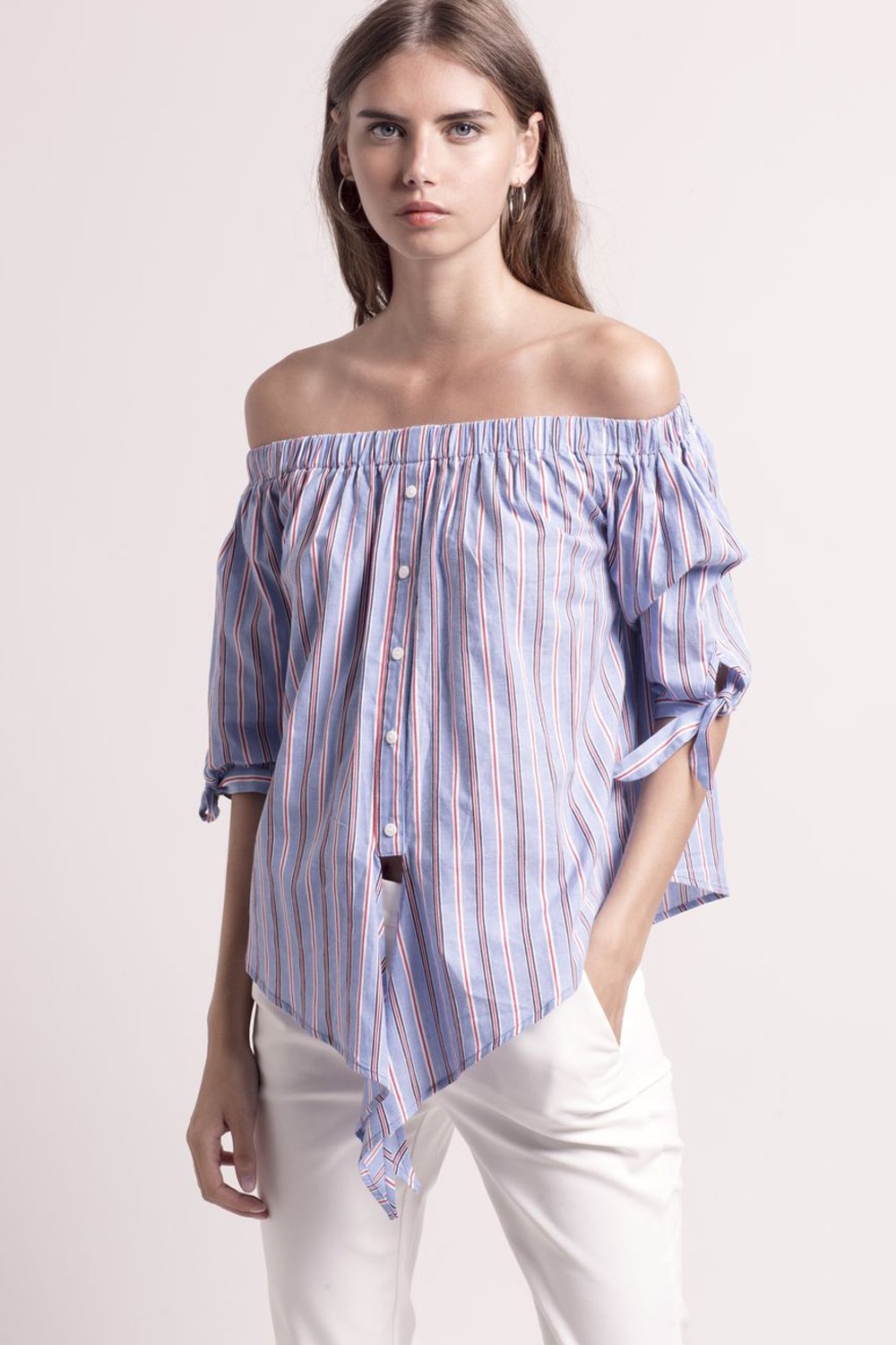 Deby Debo Georgio Striped Off Shoulder Top