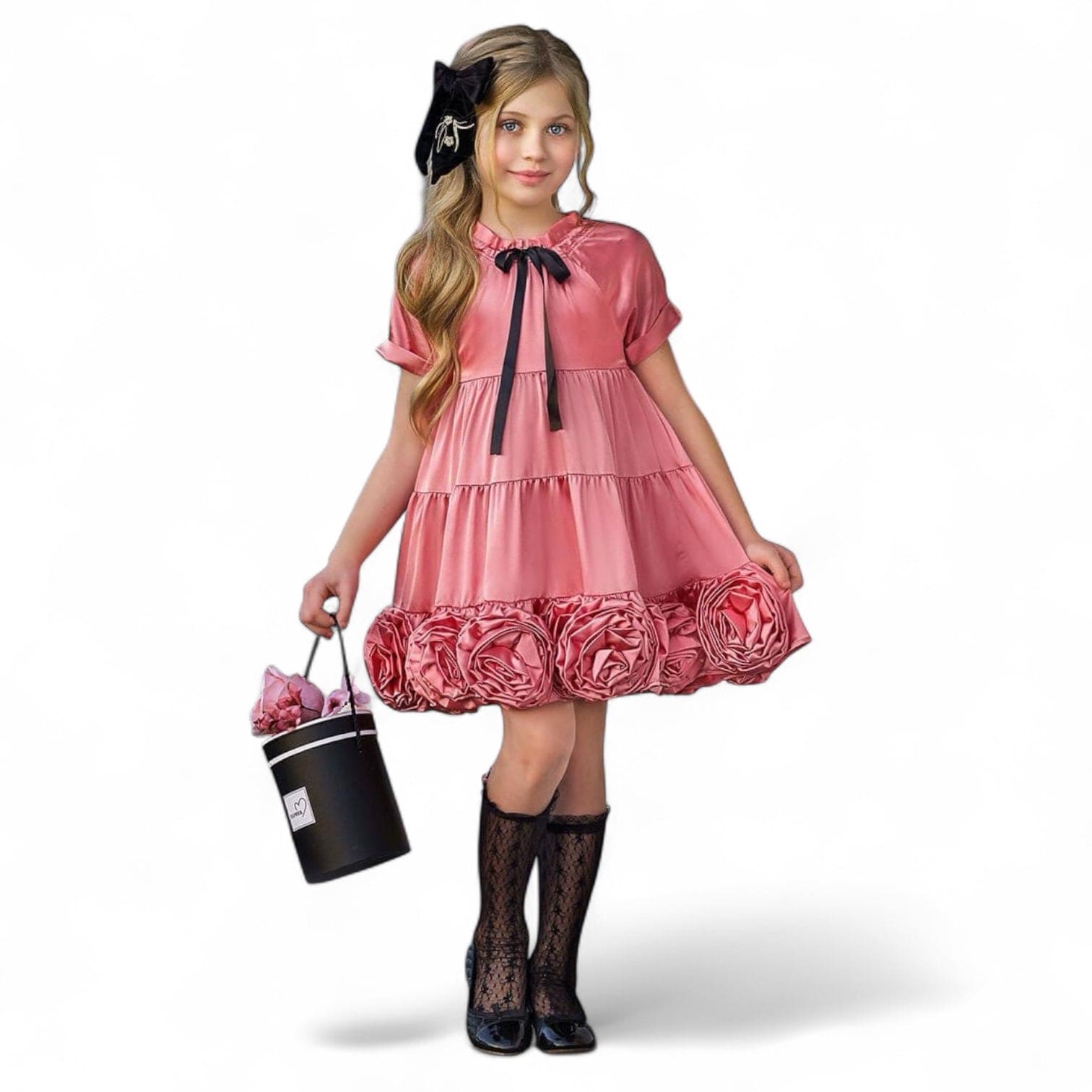 Satin Rose Dress - Petite Maison Kids