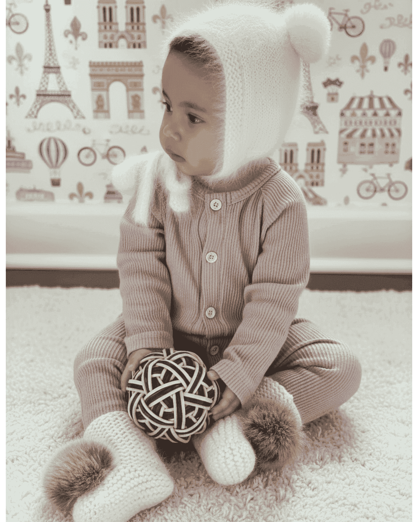 White Cashmere Teddy Hat - Petite Maison Kids