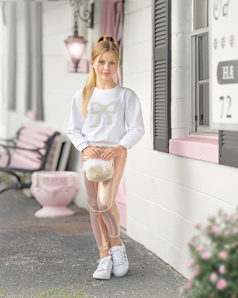 Metallic Pink Vegan Leather Leggings - Petite Maison Kids