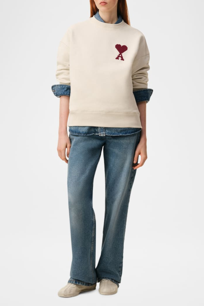 Ami Paris Ami De Coeur Embroidered Crewneck Sweatshirt