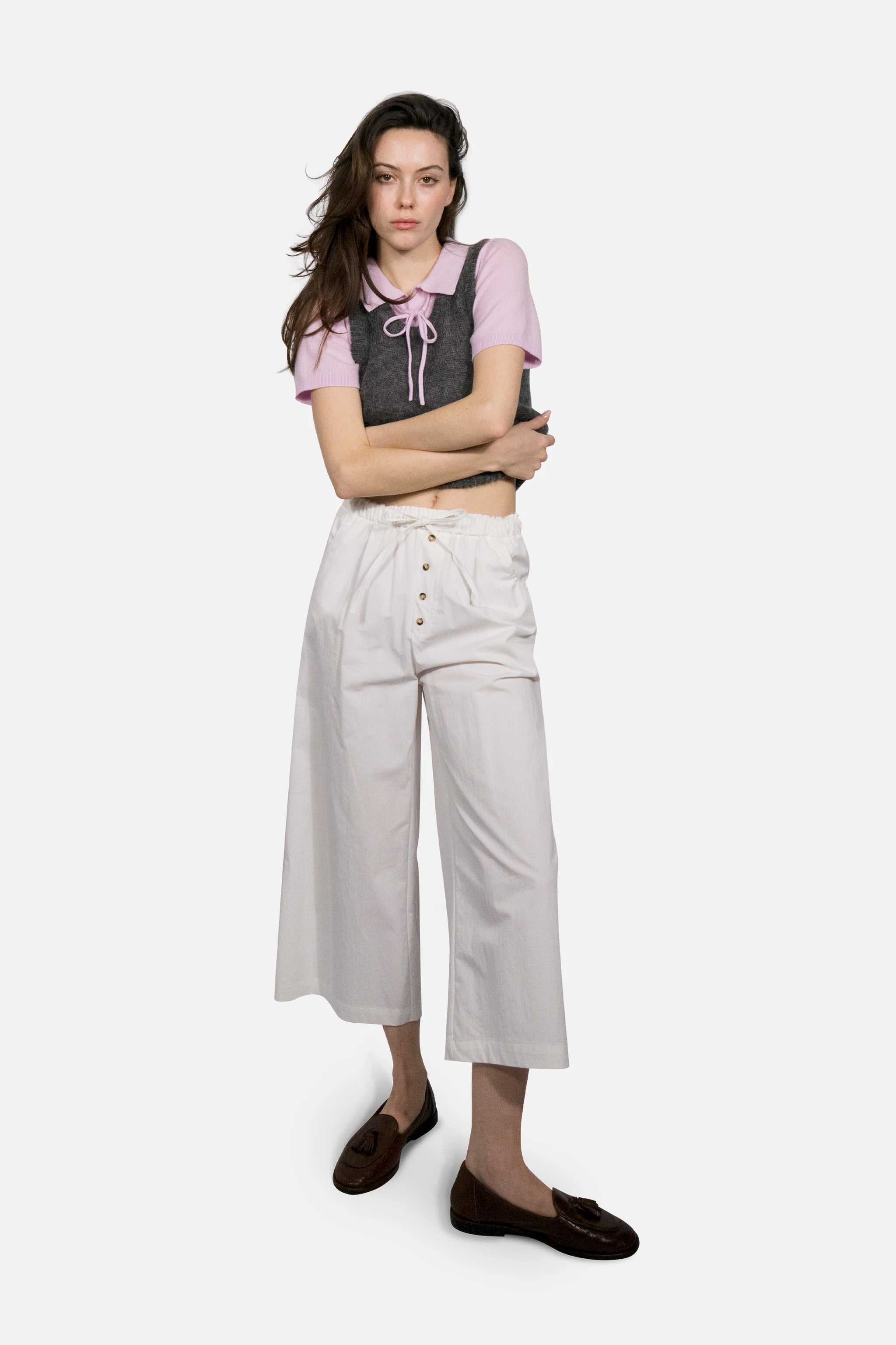 Sway Cotton Palazzo Pants in White - Du & Berry
