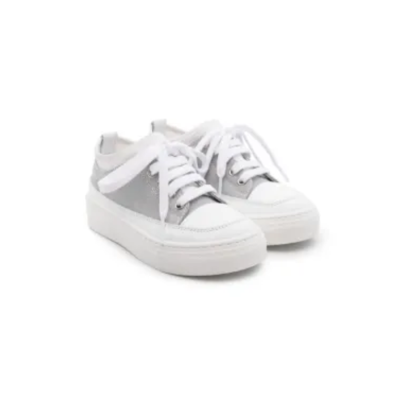 Kids | Eleventy Panelled Canvas Sneakers (Grey/White)