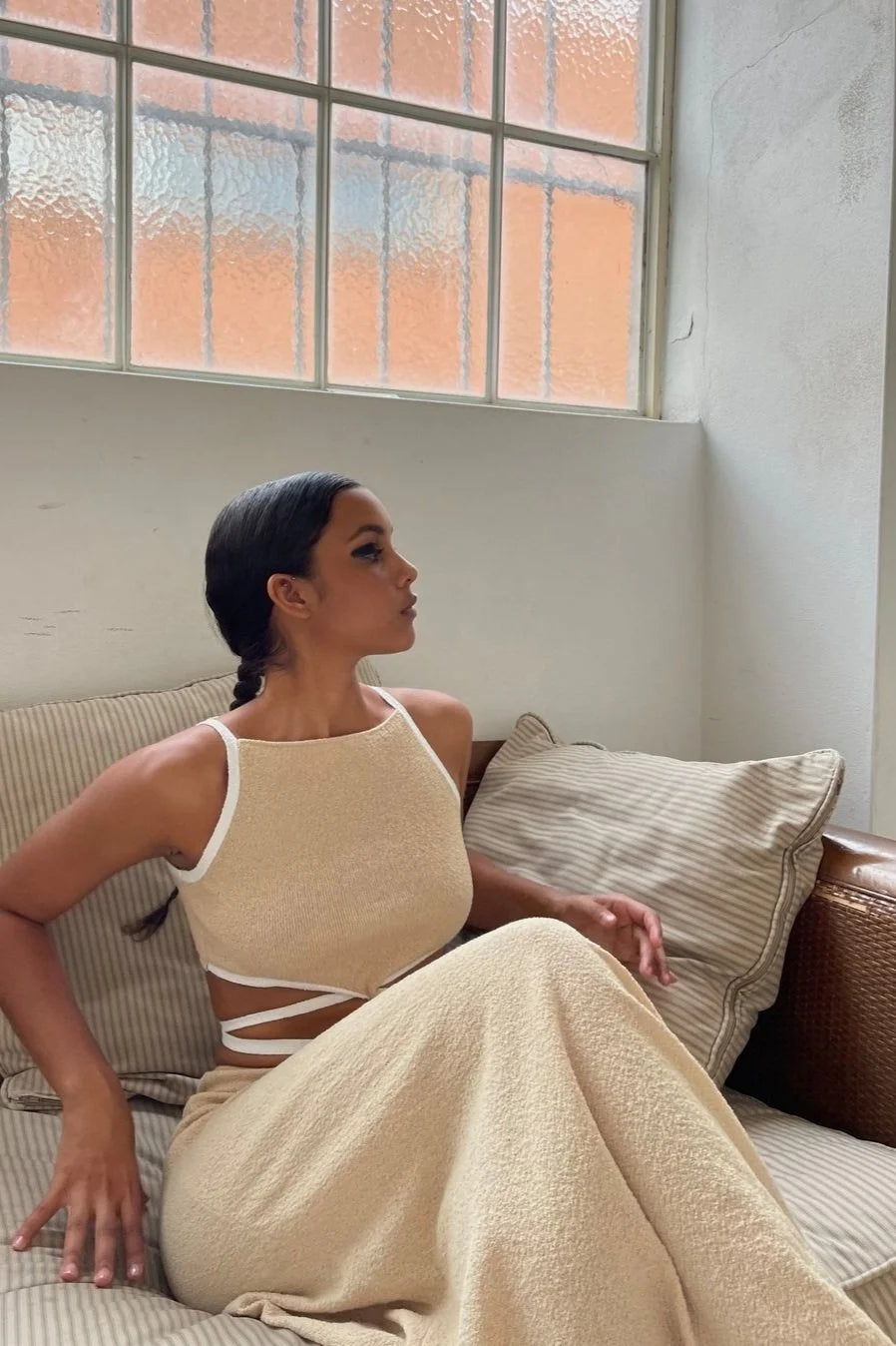 Lauryn Knit Top - Cream/ Sand