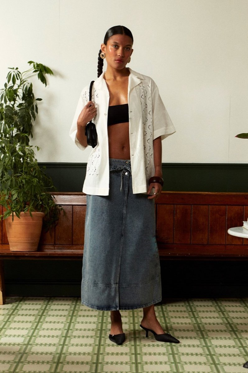 House of Sunny Low Rider Denim Skirt