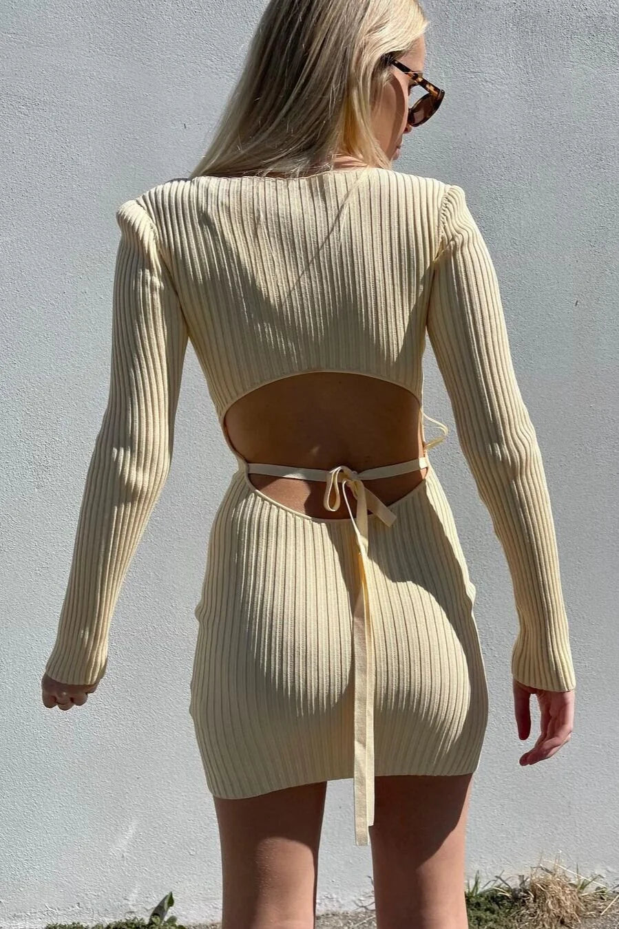 Bec + Bridge Lyla Knit Long Sleeve Mini Dress - Butter