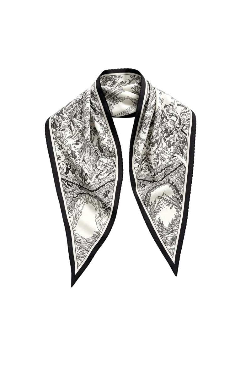 Max Simple Diamond Wool-Silk Scarf Black MSBE260104B