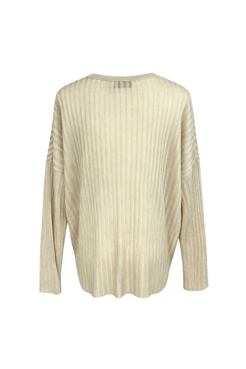 Max Simple Lurex Drop-Shoulder Top Khaki MSDM265271K