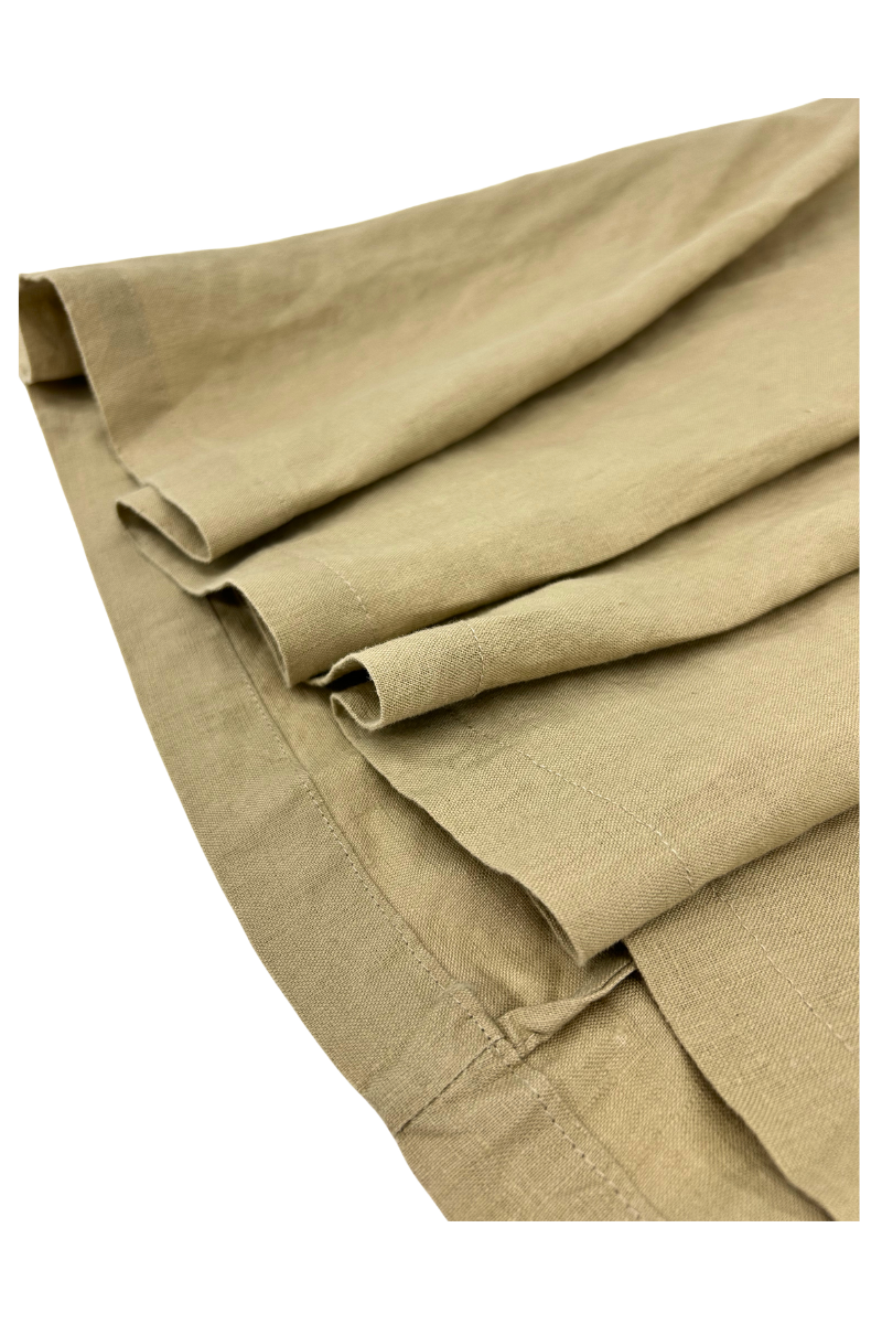 Max Simple Gathered Waist Linen Skirt Beige MSDP260511B