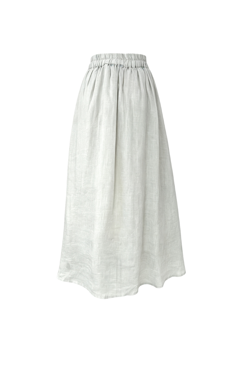 Max Simple Ramie Drawstring Skirt Grey MSDP262007G