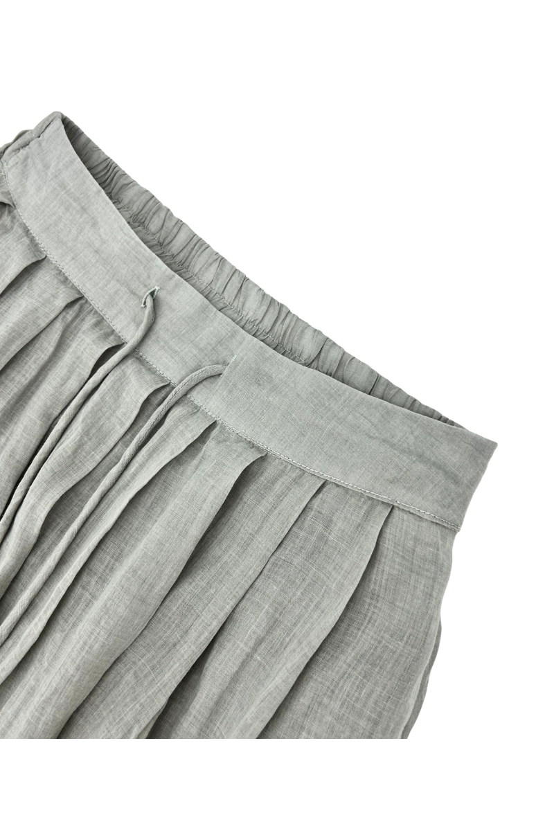 Max Simple Ramie Drawstring Skirt Grey MSDP262007G