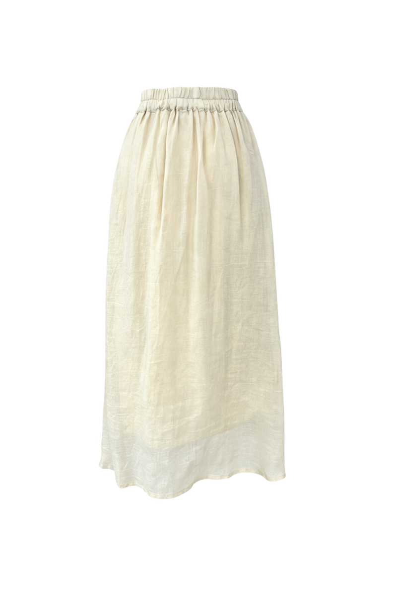Max Simple Ramie Drawstring Skirt Natural MSDP262007N