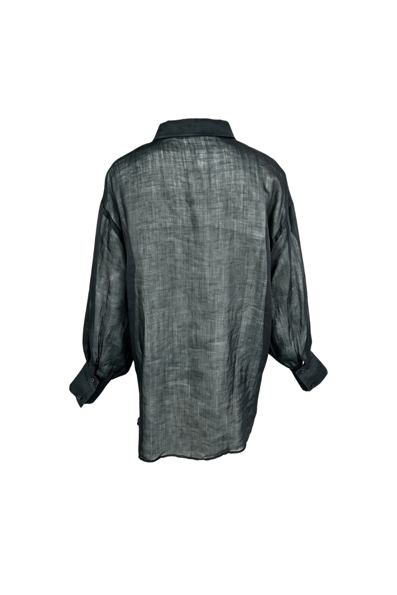 Max Simple Ramie Relaxed Shirt Black MSDP262352B