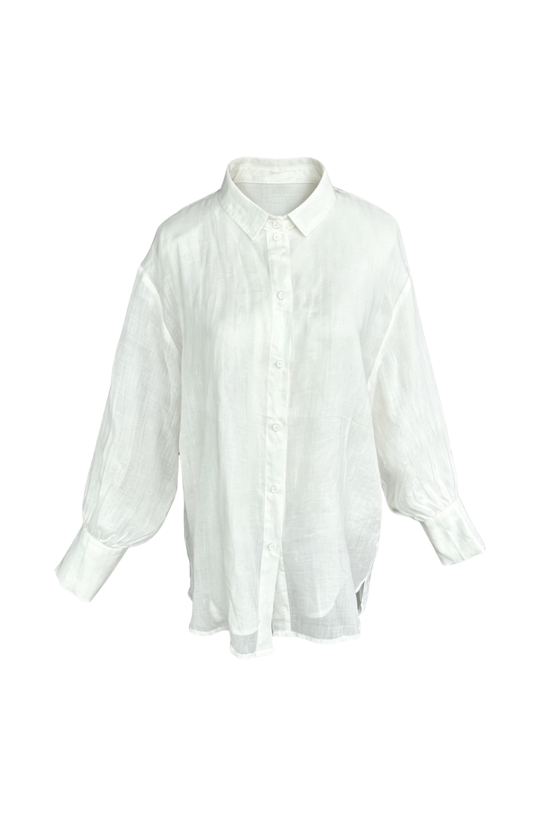 Max Simple Ramie Relaxed Shirt White MSDP262352W