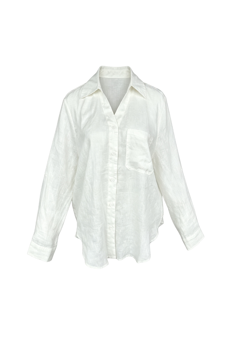 Max Simple Linen Relaxed Shirt White MSDP262382W