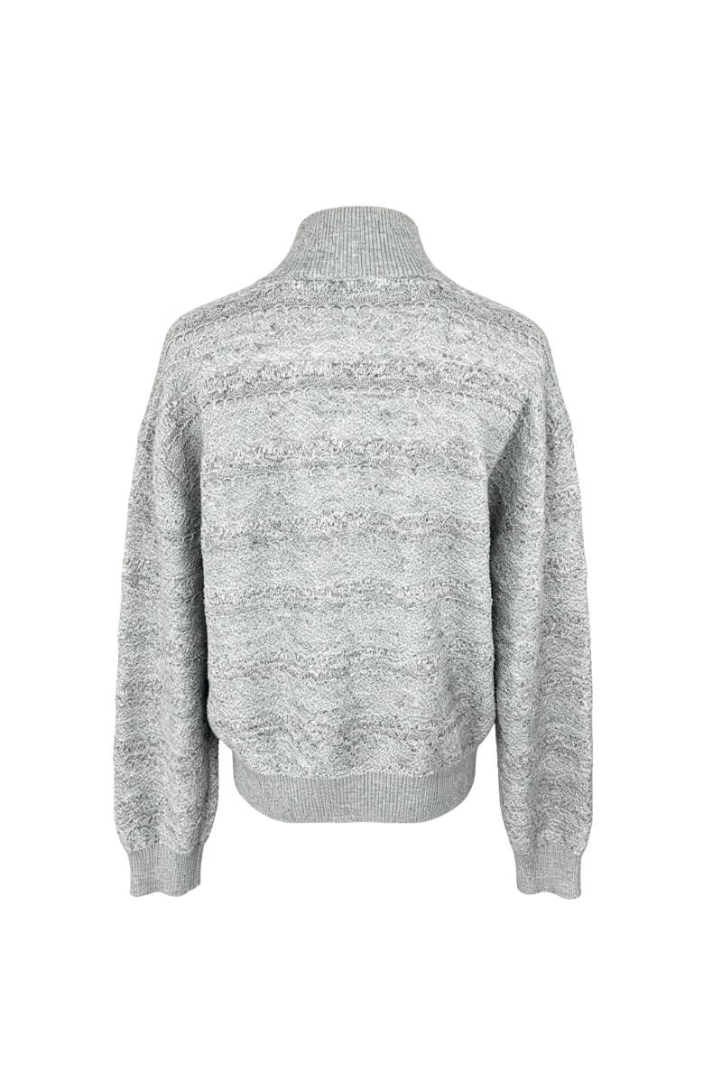 Max Simple Lace-Knit Wool Cardigan Grey MSHS266031G