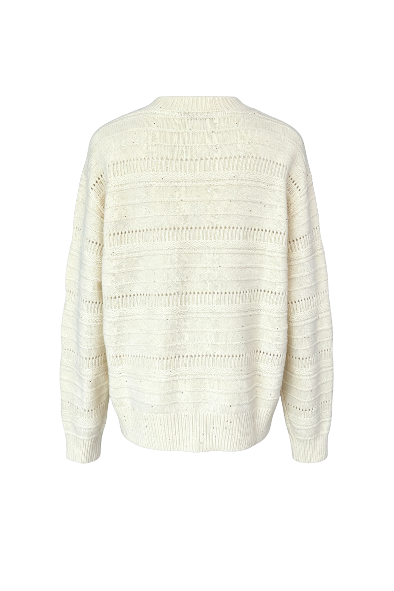 Max Simple Open Stitch Wool Sweater White MSHY261302W