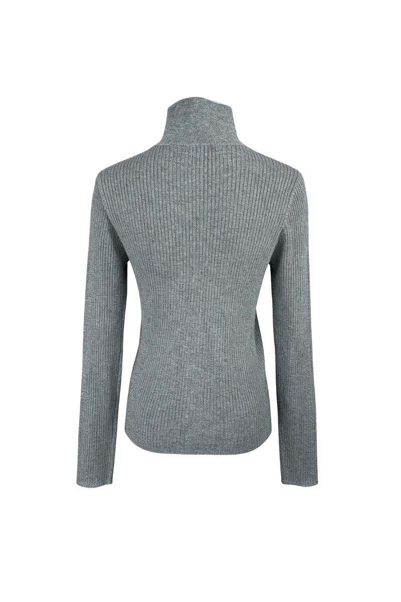 Max Simple Mock-Pocket Zip Cardigan Charcoal MSJJ266002C