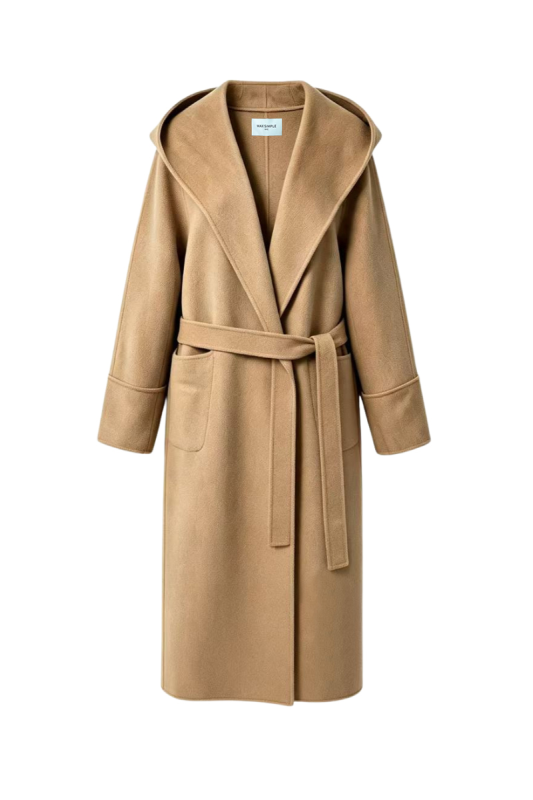 Max Simple Camel Hair Hooded Wrap Coat Camel MSJS266107C