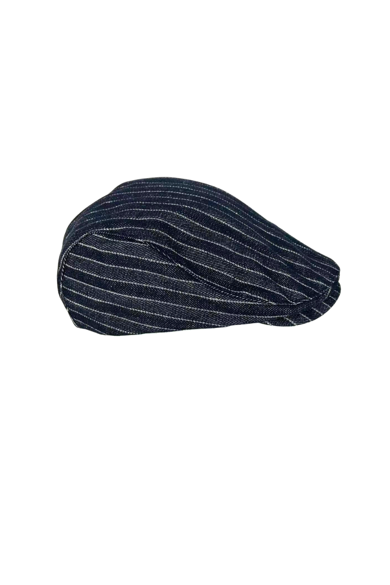 Max Simple Striped Denim Flat Cap Denim Blue MSKX260021D