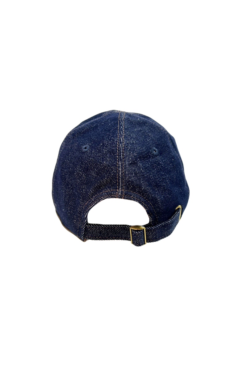 Max Simple Leather-Trimmed Denim Baseball Cap Denim Blue MSKX260092D